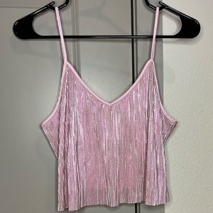 Pink shiny pleated Tank top